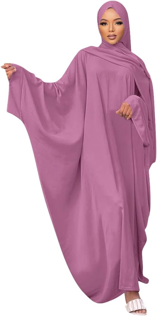 IKADEX Muslim Dress for Women Pakistani Kaftan Abaya Robe + Hijab Arabic Islamic Prayer Clothes Dubai Outfits
