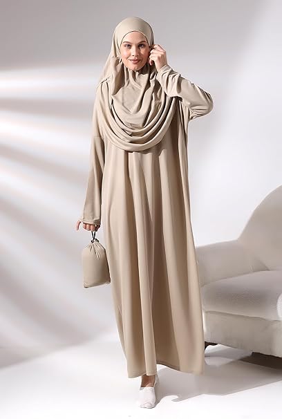 ihvan online Muslim Dresses for Women, Prayer Dress, Islamic Hijab Abaya, One-Piece Long Sleeve Islamic Prayer Dress
