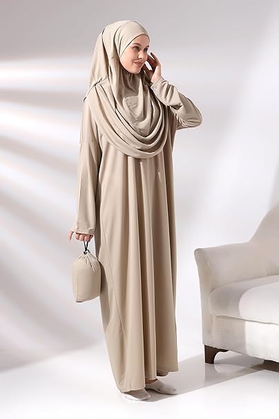 ihvan online Muslim Dresses for Women, Prayer Dress, Islamic Hijab Abaya, One-Piece Long Sleeve Islamic Prayer Dress