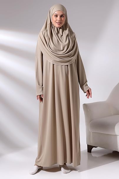 ihvan online Muslim Dresses for Women, Prayer Dress, Islamic Hijab Abaya, One-Piece Long Sleeve Islamic Prayer Dress